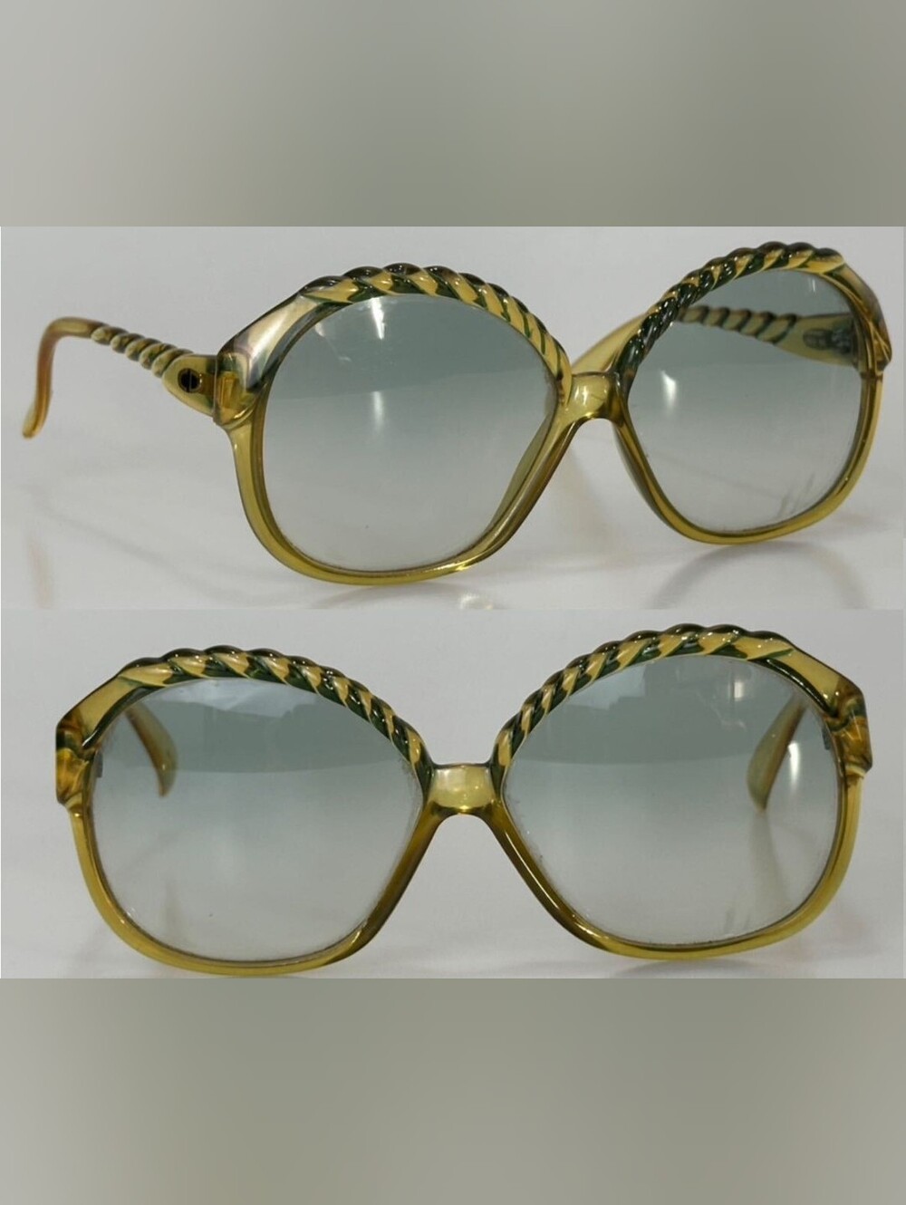 Vintage Christian Dior Sunglasses Green Gold Optyl Germany 1970s 60mm
